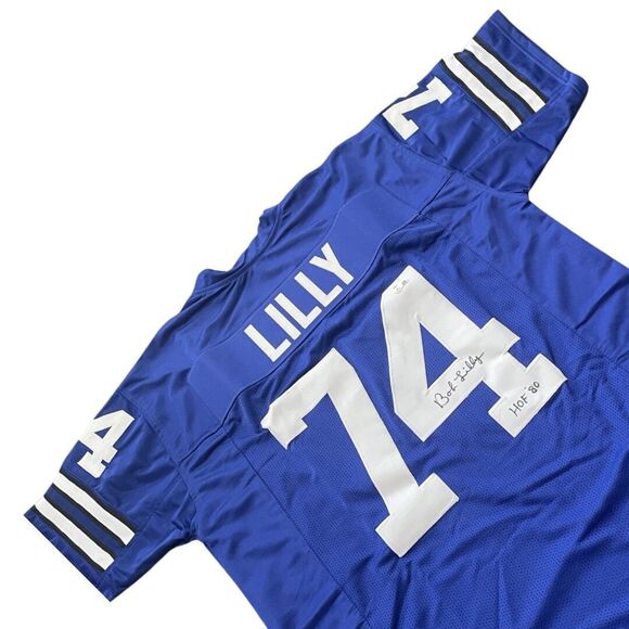 BOB LILLY HOF '80 Autographed Blue Jersey Mr. Cowboy Dallas Cowboys Beckett COA - Picture 1 of 12